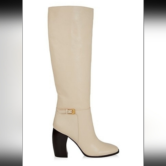 Tory Burch Geniune Leather Knee High Banana Block Heel Buckle Boot - Picture 2 of 7